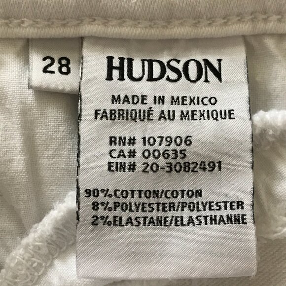 Hudson High Rise Barbara Ankle Super Skinny Jeans Women size 28 White Stretch - Picture 13 of 15